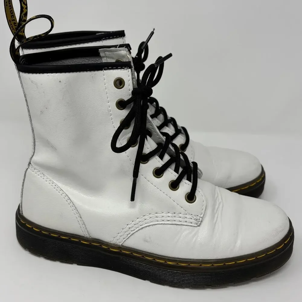 Dr. Martens White Zavala Lace Up Boots Size 8